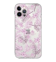 Apple iPhone 12 Pro MaxKamera Korumalı Tıpalı Kapak Floral Pudra Tasarımlı Şeffaf Kılıf