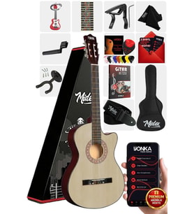 Midex CG-390NT-XBAG Klasik Gitar 4/4 Sap Ayarlı Kesik Kasa (Çanta Askı Capo Metod Pena)