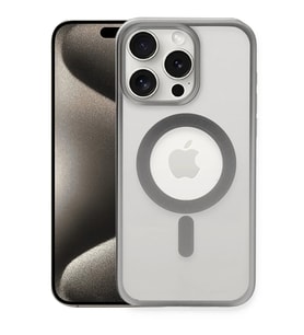 iPhone 15 Pro Max Kılıf Erozi Magsafe Kapak - Gümüş