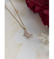 Kadın Gold Mor Kelebek Hediye Kolye (Altın)