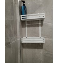 Toren 2 Katlı Metal Şampuanlık Seti - Beyaz