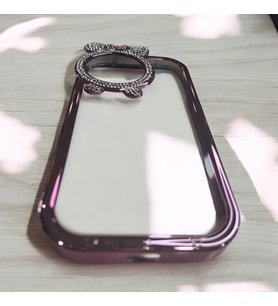IPHONE 15 Pro Max pembe renk Mickey Mouse miki lüx taşlı silikon telefon kılıfı