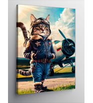 Kanvas Tablo Pilot Kedi