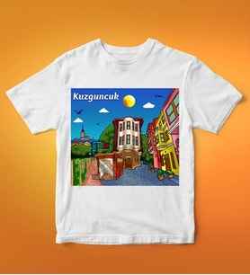 Kuzguncuk Tasarımlı Tişört (Beyaz)