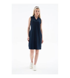 Fashion Friends Polo V Yaka Kolsuz Lacivert Kadın Elbise 26Y0600K1