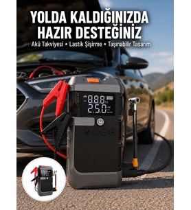 Northcity Işıklı Hava Kompresörlü Taşınabilir Akü Takviye Ünitesi - Yeni Nesil Araç Yardım Cihazı