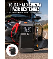 Northcity Işıklı Hava Kompresörlü Taşınabilir Akü Takviye Ünitesi - Yeni Nesil Araç Yardım Cihazı