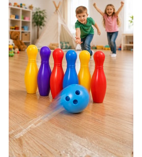 Çocuk Bowling Seti Renkli Top ve 6 Kuka İçeren Eğitici Oyun