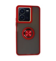 Vivo Y36 Kılıf Montreal Yüzüklü Silikon Kapak - Kırmızı