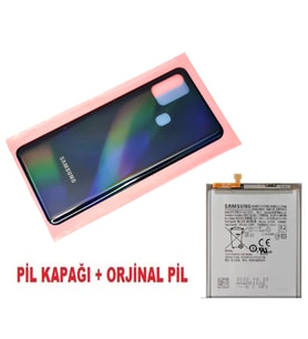 Tkgz Samsung Galaxy A31 A315 Arka Pil Batarya Kapağı + PİL SİYAH