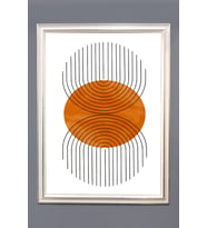 Soyut Boho Geometrik Desenli Dijital Baskılı Kadife Kumaş Çerçeveli Tablo TBL0089 (Çok Renkli)