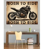 Born To Ride Motosiklet Tasarımı Dekoratif Kanvas - Mdf Ahşap Tablo