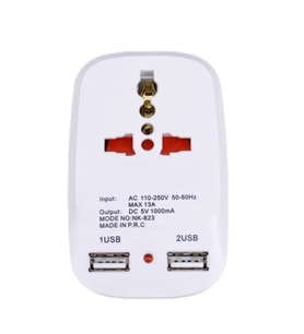 Seyahat Priz Çevirici Adaptör Türkiye Avrupa F Tipi Giriş Yabancı Prizlere dönüştürücü 2 x USB port şarj (B.Beyaz)