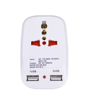 Seyahat Priz Çevirici Adaptör Türkiye Avrupa F Tipi Giriş Yabancı Prizlere dönüştürücü 2 x USB port şarj (B.Beyaz)