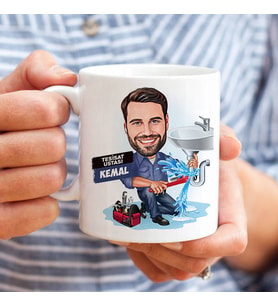 Kişiye Özel Karikatürlü Tesisatçı Kupa Bardak