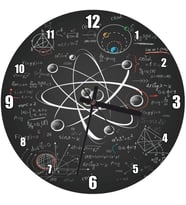 Cakatablo Atomik Araştırma Çizim Üzerinde Formüller Duvar Saati