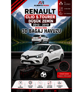 Renault Clio S.Tourer Düşük Zemin 2012 - 2019 Araca Özel 3D Bagaj Havuzu