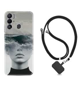 Tecno Pova Neo Kılıf Resimli Boyun Askılı İpli Desenli Silikon Mistic Woman 1361