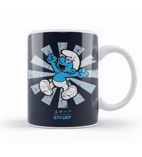 Smurf Retro Japanese Kupa Bardak Porselen