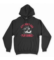 Kırmızı Stay Home Play Game Siyah Kapşonlu Sweatshirt Hoddie