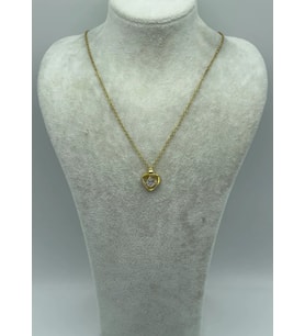 Çelik Gold Taşlı Kalp Kolye - 25-ctr83