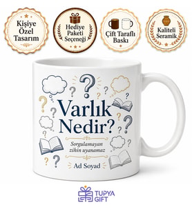 Felsefe Kitapları Soru İşaretleri Düşünme Bulutları Varlık Nedir Kupa Hediye Bardak