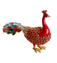 Kristal Taşlı Tavus Kuşu Biblo ve Mücevher Kutusu – 12x22x9 cm, Hediyelik Dekoratif Figür (Sarı, Kırmızı, Mavi, Karışık Renk Seçenekleriyle) (Çok Renkli)