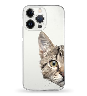 Apple iPhone 13 Pro Uyumlu Kamera Korumalı Tıpalı Kapak Catface Tasarımlı Silikon Şeffaf Kılıf