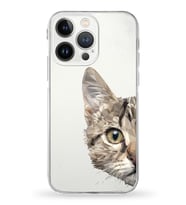 Apple iPhone 13 Pro Uyumlu Kamera Korumalı Tıpalı Kapak Catface Tasarımlı Silikon Şeffaf Kılıf