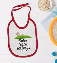 BK Kids Salın Beni Yaylaya Tasarımlı Kırmızı Bebek Mama Önlüğü-1
