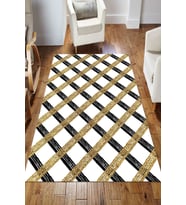 Dijital Kaymaz Taban Yıkanabilir Salon Halısı Mutfak Halısı Koridor Halısı Yolluk ND-HS-308 (Beyaz)