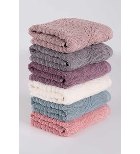 Sarra 50x90 Midye Renkli El Havlusu - 6 Adet - %100 Cotton (Çok Renkli)
