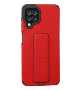 Galaxy A22 Kılıf Mega Standlı Silikon - Kırmızı