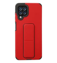 Galaxy A22 Kılıf Mega Standlı Silikon - Kırmızı