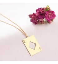 Kişiye Özel 925 Ayar Gümüş Maça Ası Kart Kolye (Gold)
