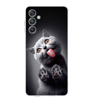 PrintiFy Samsung Galaxy M34 5G ile Uyumlu Kedi 2 Kamera Korumalı Şeffaf Kılıf
