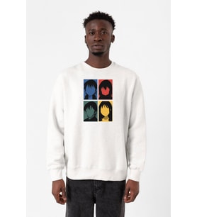 Erased Anime All Main Character Minimal Colorful Art Beyaz Erkek 2ip Sweatshirt