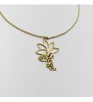 925 Ayar Gümüş Kişiselleştirilebilir Lotus Figürlü İsim Kolye (Gold)