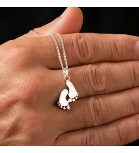 Gümüş Ayak İzi Kolye 925 Ayar Gümüş Ayak İzi Figürlü Unisex Kolye