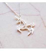 kişiye özel origami unicorn gümüş kolye