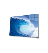 Deniz Dalgası Manzarası Cam Tablo 4mm Dayanıklı Temperli Cam, Sea Waves Glass Wall Art (Çok Renkli)