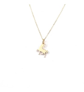 Kişiye Özel 925 Ayar Gümüş Tasarım Unicorn Tek Boynuzlu At Kolye (Gold)