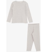 Breeze Kız Çocuk Taytlı Takım Pullu Yazı Nakışlı 1.5-5 Yaş, Bej Melanj
