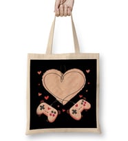 Video Gamer Valentines Day with Controllers Heart 01 Bez Çanta Uzun Saplı