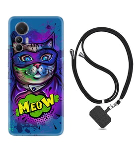Xiaomi 12 Lite Kılıf Silikon Boyun Askılı İpli Desenli Silikon Super Meow 1715