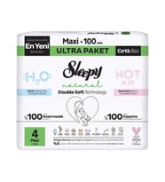 Sleepy Natural Double Soft Bebek Bezi Ultra Paket 4 Beden 100 Adet