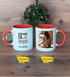 Teyzeye Hediye Kupa Bardak Turuncu Fotoğraflı Doğum Günü Anneler Günü Hediyesi