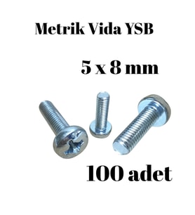 Metrik Vida YSB 5X8  100 Adet Yıldız Silindir Başlı Vida