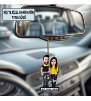 Kişiye Özel 2 Kişilik Acil Tıp Teknisyeni Karikatürlü 10 cm MDF Araç Dikiz Aynası Süsü - Acil Tıp Teknisyeni Hediyesi Hemşire ve Sağlık Çalışanı Hediyesi