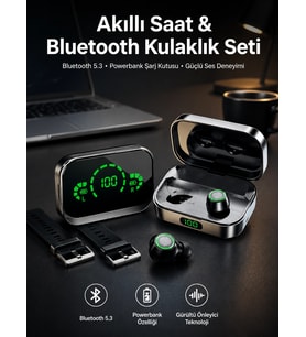 Tws Bluetooth Kulaklık Ve Akıllı Saat Uyku Takibi Nabız Ölçer Uzun Pil Ömrü